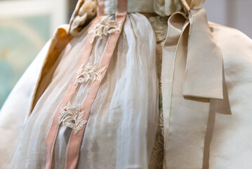 Wedding dress of 1890. Made of satin and silk. Russian fashion of the century before last.