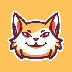 Cute cat logo symbol design illustration. Clean logo mark design. Illustration for personal or commercial business branding.