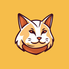 Cute cat logo symbol design illustration. Clean logo mark design. Illustration for personal or commercial business branding.
