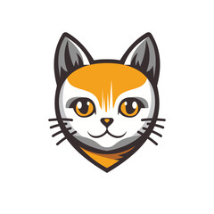 Cute cat logo symbol design illustration. Clean logo mark design. Illustration for personal or commercial business branding.