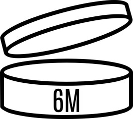 6M Period after opening, PAO symbol for cosmetics packaging.
