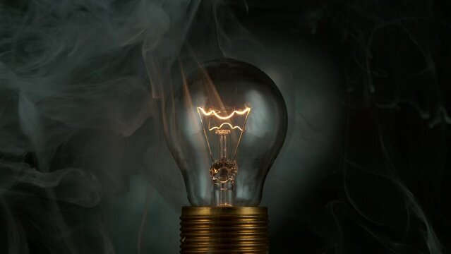 Super slow motion of flashing light bulb at 1000 frames per second