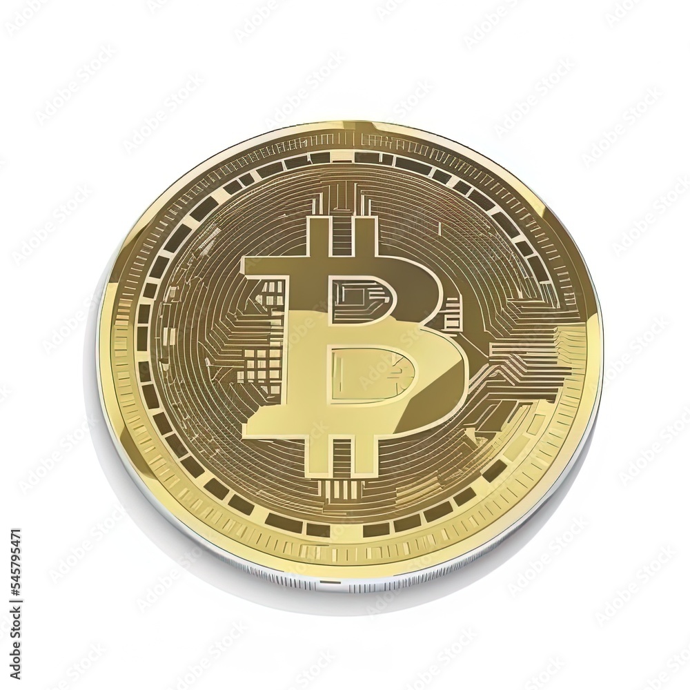 Aufkleber cryptocurrency bitcoin. isolated on white background.3d rendering illustration. top view.