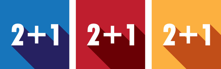 Two plus one vector banner, marketing strategy.