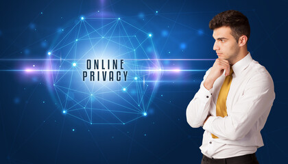 businessman thinking about security concept