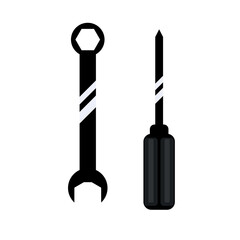 Screwdriver and wrench line and glyph icon