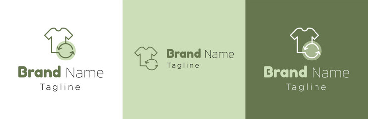 Thrifted clothing logo design set, second hand clothes symbol, recycling textile emblem concept, merchandise donation editable commercial logotype, reusable fashion branding, isolated on background