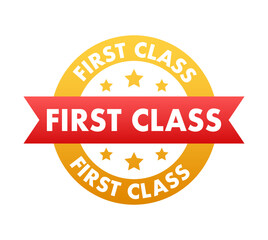 Obraz premium First class, badge, label. Vector stock illustration.