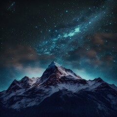 mountain and shining stars in sky.