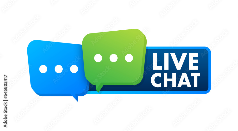 Sticker live chat. Support service. Live communication. Vector stock illustration.