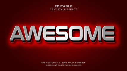 Awesome text effect. Silver metallic editable text effect