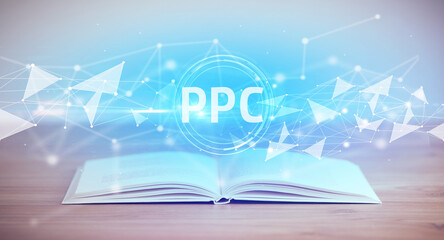 Open book with abbreviation concept