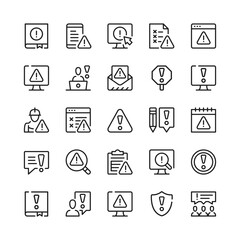 Warning line icons. Outline symbols. Vector line icons set