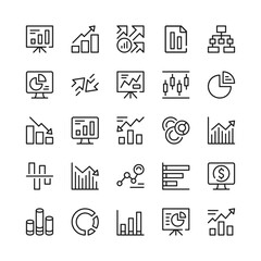 Infographics line icons. Outline symbols. Vector line icons set