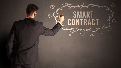 businessman drawing a cloud with inscription