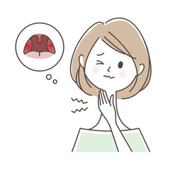 扁桃腺が腫れて痛い女性イラスト