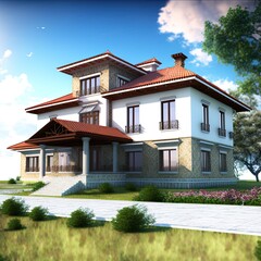 house project plan 3d rendering