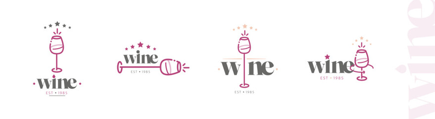 Set of logos for wines and vineyards.