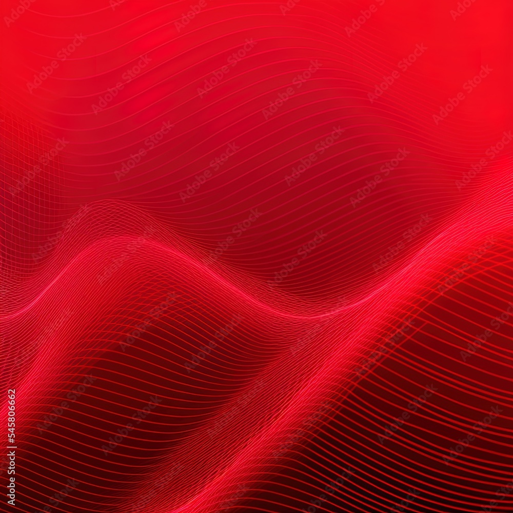 Poster abstract red background with wave grid lines, template for cover design