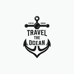 anchor travel ocean logo design template