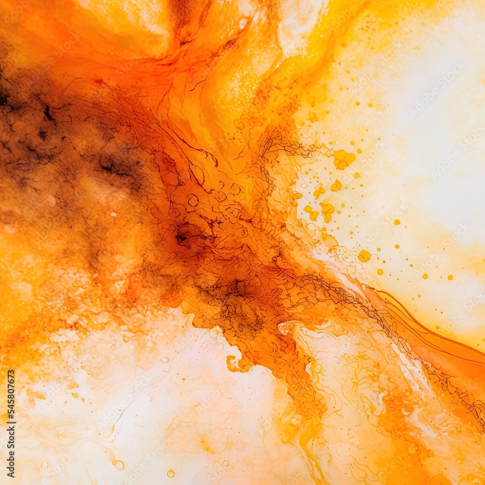 Poster abstract ink background. marble style. orange paint stroke texture on white paper. wallpaper for web