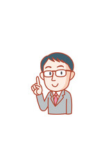大切なポイントを分かるように示す、先生風の男性
