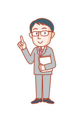 分かりやすく疑問点を説明する先生風の男性