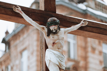 holy jesus christ son of god crucified on the cross.