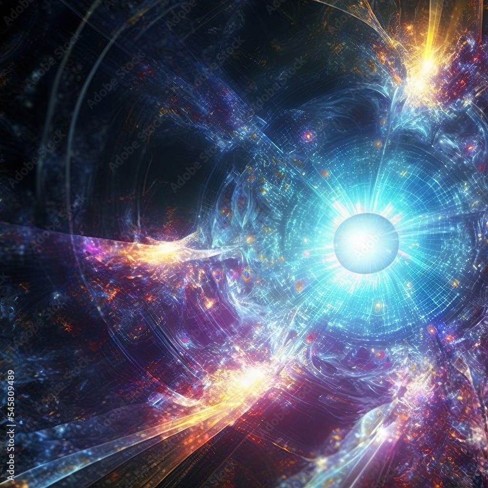 Poster 3d rendering abstract fractal light background