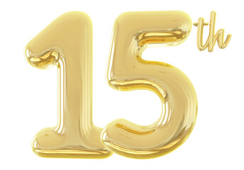 numbers 15th anniversary gold