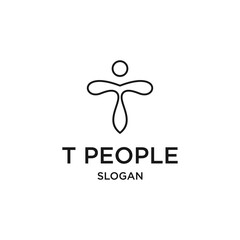 Letter t people logo icon design template vector illustration