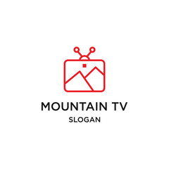 Mountain tv logo icon design template vector illustration