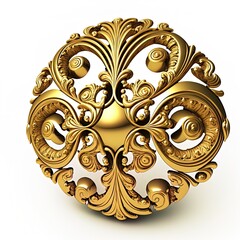 3d of an ancient gold ornament on a white background