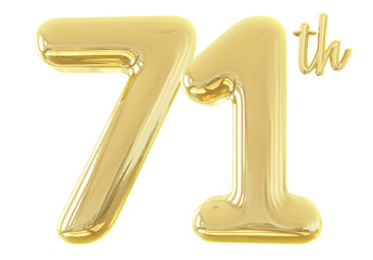 numbers 71th anniversary gold