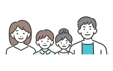 若い夫婦と幼い子供たちのベクターイラスト素材／子供／子育て