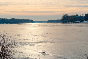 A Frozen Fox River At De Pere, Wisconsin, In January
