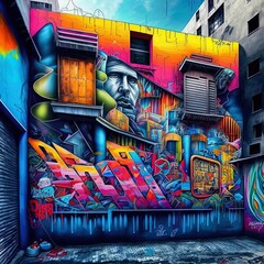 Amazing colorful urban graffiti