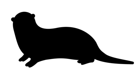 Dark silhouette of weasel. Shadow of tropical and exotic animal. Savannah and Africa. Bilology, nature and wildlife. Sticker for social networks and messengers. Cartoon flat vector illustration