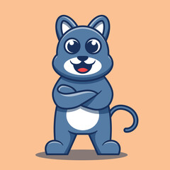 Cute cat mascot vector illustration. Flat cartoon style.