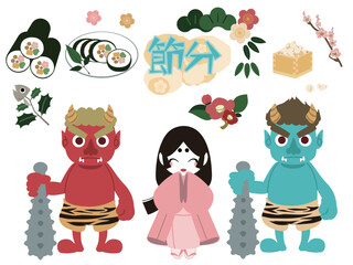 節分イメージのイラストセット