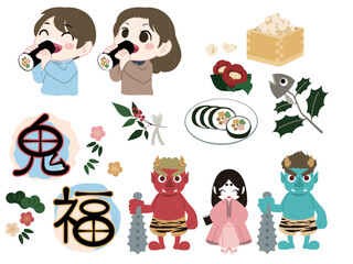 節分イメージのイラストセット