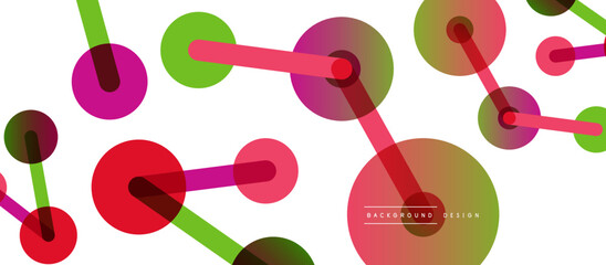 Line points connections geometric abstract background. Circles connected by lines. Trendy techno business template for wallpaper, banner, background or landing