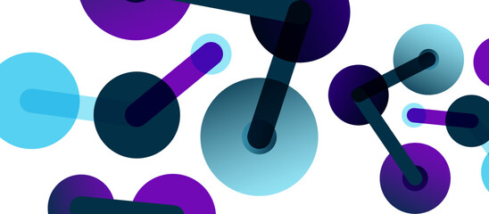 Line points connections geometric abstract background. Circles connected by lines. Trendy techno business template for wallpaper, banner, background or landing