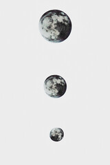 moon in the night. moon in the sky. astronomy photo. Close up planet. cosmos, earth, space, night sky with full moon. moonlight on the dark sky. universe without stars. bright lights planet