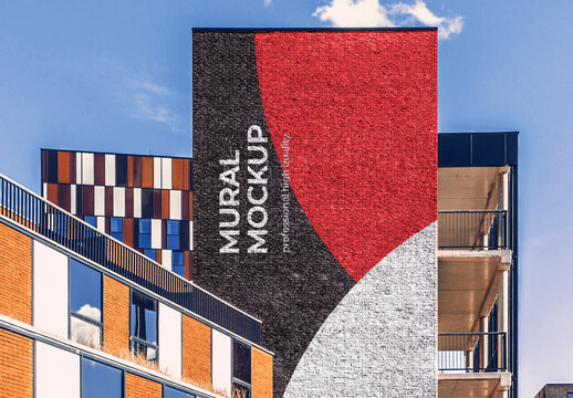 Mural Street Outdoor Poster Mockup on Brick Wall