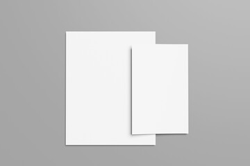 Realistic blank bifold brochure illustration for mockup. 3D render