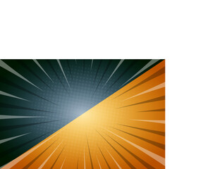 Pop up halftone texture comic book starburst rays retro black and orange fight backgrounds comic style design vector illustration