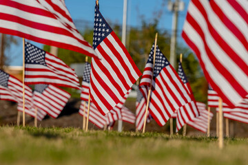 American Flags Wave In The Wind During The Veterans Memorial Celebration Weekend