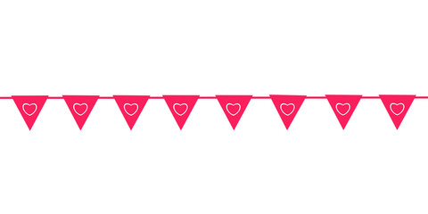 Valentine's Day Triangle Flag Banner Decorated with Hearts