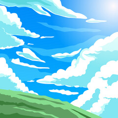 beauty sky background nature landscape illustration space scenery panorama from hill